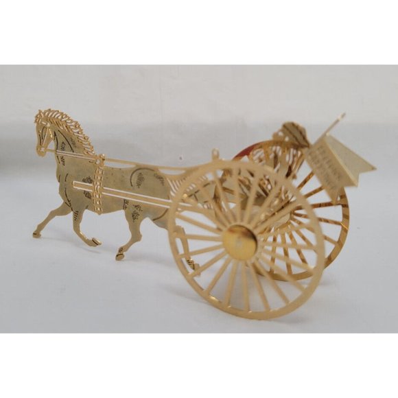 Vintage 1984 Hallmark SANTA SULKY DRIVER Brass Ornament QX436-1 - Picture 3 of 16